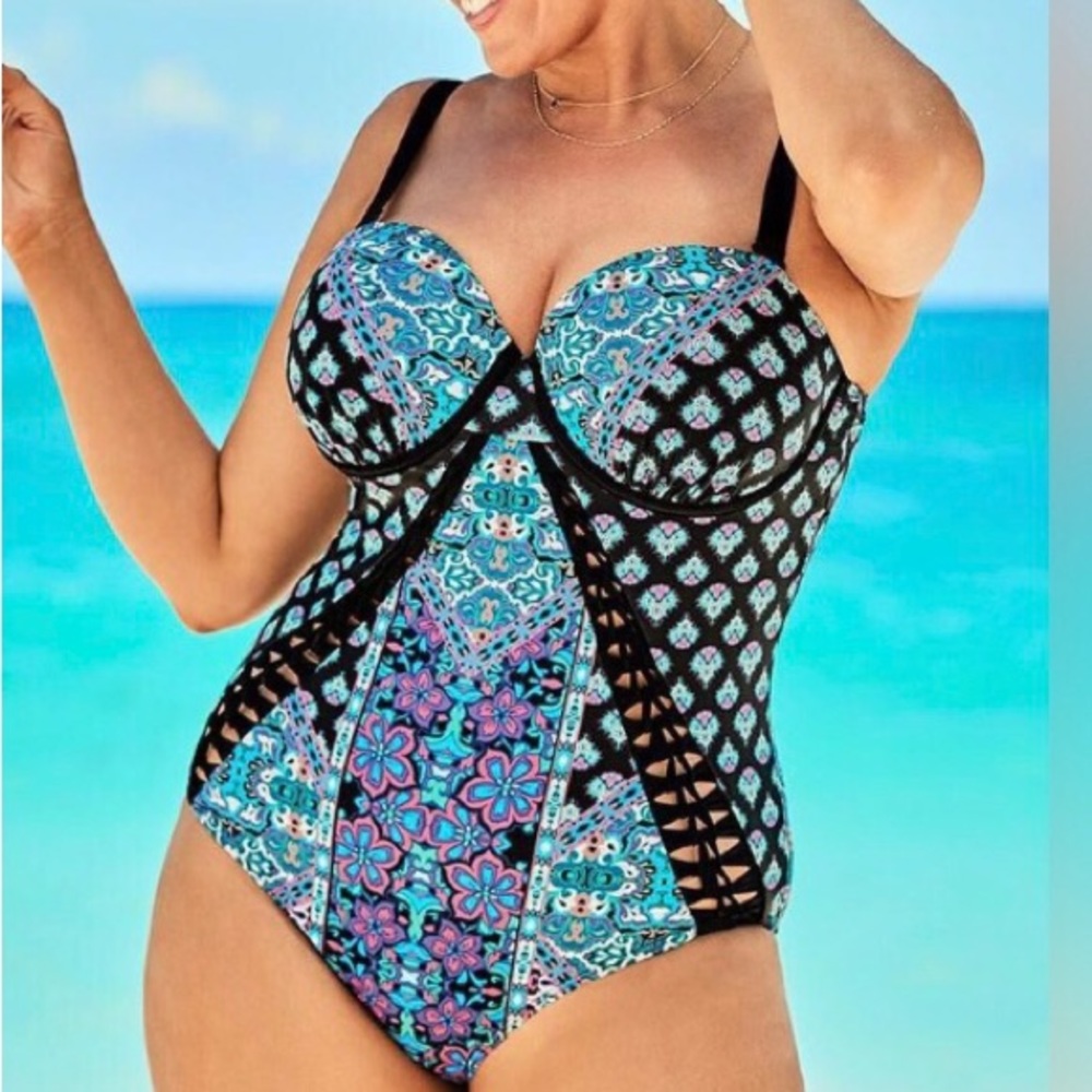 SWIMSUITS FOR ALL NWT Macrame Underwire One Piece Sz 20